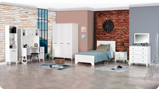 Komplettes Schlafzimmer-Set für Jungen „Fashion“ in Weiß