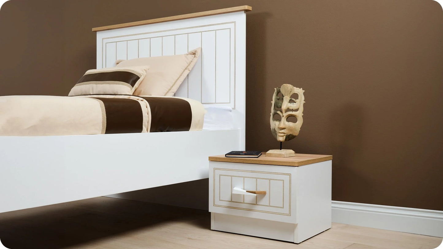 Cameretta completa per ragazzo "Mango" con letto 120x200 stile essenziale bianco