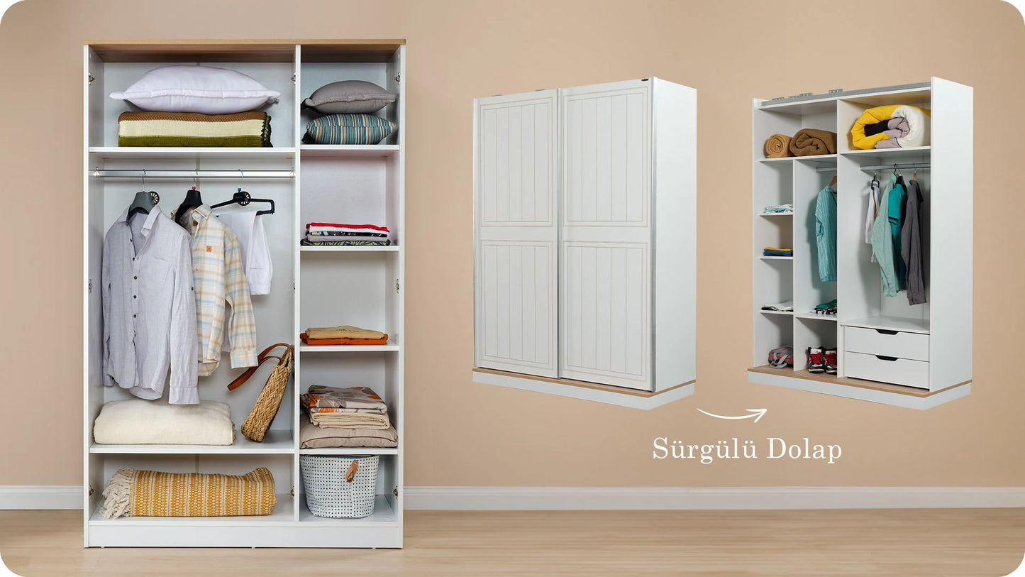 Cameretta completa per ragazzo "Mango" con letto 120x200 stile essenziale bianco