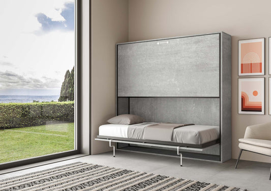 Letto a castello a scomparsa con due letti singoli colore grigio L.199,9 P.39,2 H.190,8