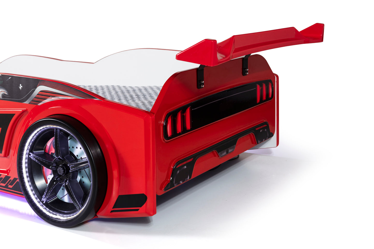 Letto singolo contenitore a forma di auto sportiva colore rosso GT18, materasso incluso.