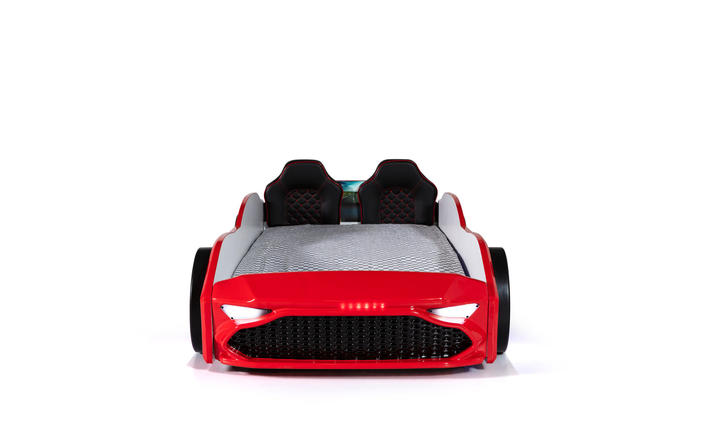 Letto singolo contenitore a forma di auto sportiva colore rosso GT18, materasso incluso.