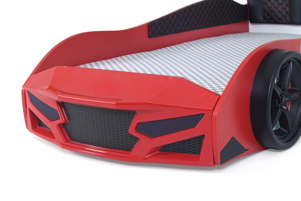 Letto singolo a forma di auto sportiva colore rosso SPORT 3.0, materasso incluso.