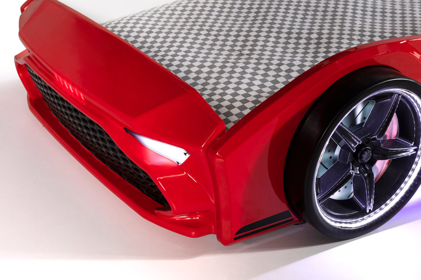 Letto singolo contenitore a forma di auto sportiva colore rosso GT18, materasso incluso.