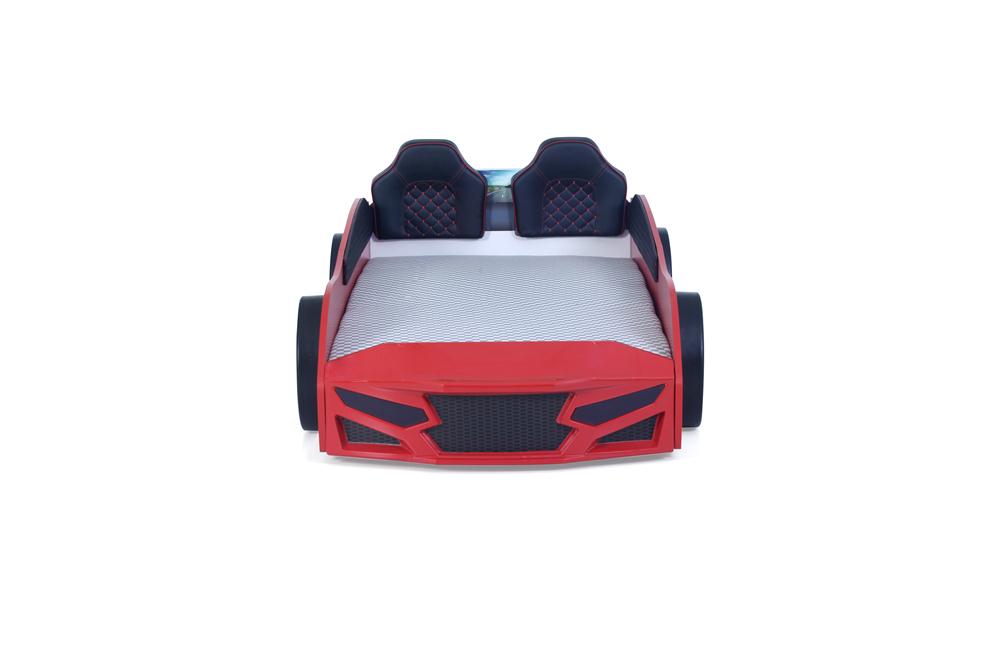 Letto singolo a forma di auto sportiva colore rosso SPORT 3.0, materasso incluso.