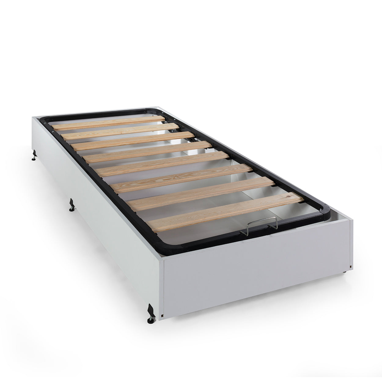 Letto singolo contenitore a forma di auto della polizia MUSTANG colore bianco, con apertura porte, materasso incluso.