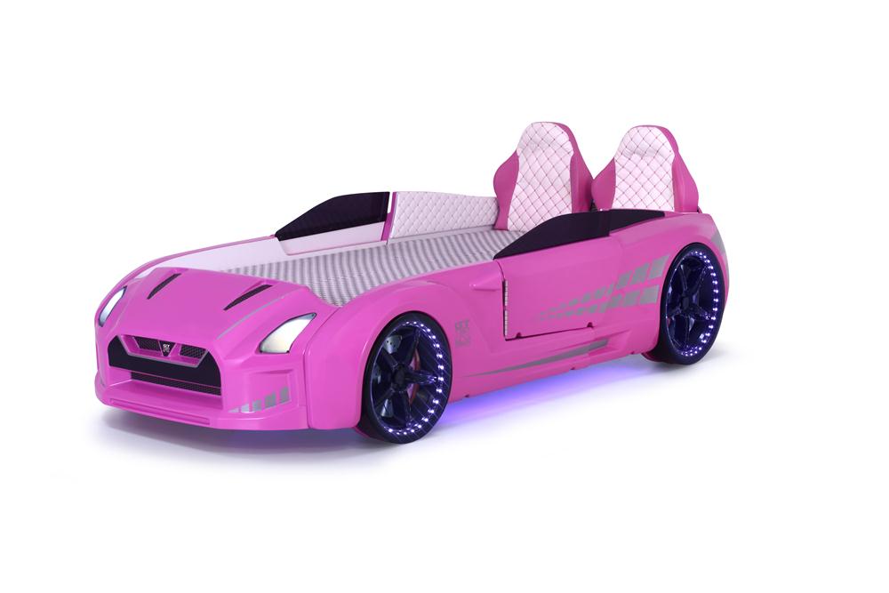 Letto singolo contenitore a forma di auto sportiva colore rosa MAXI co –