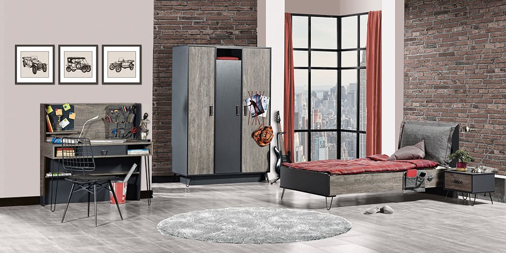 Cameretta completa per ragazzo con letto 100x200 Mod. "Lotus"