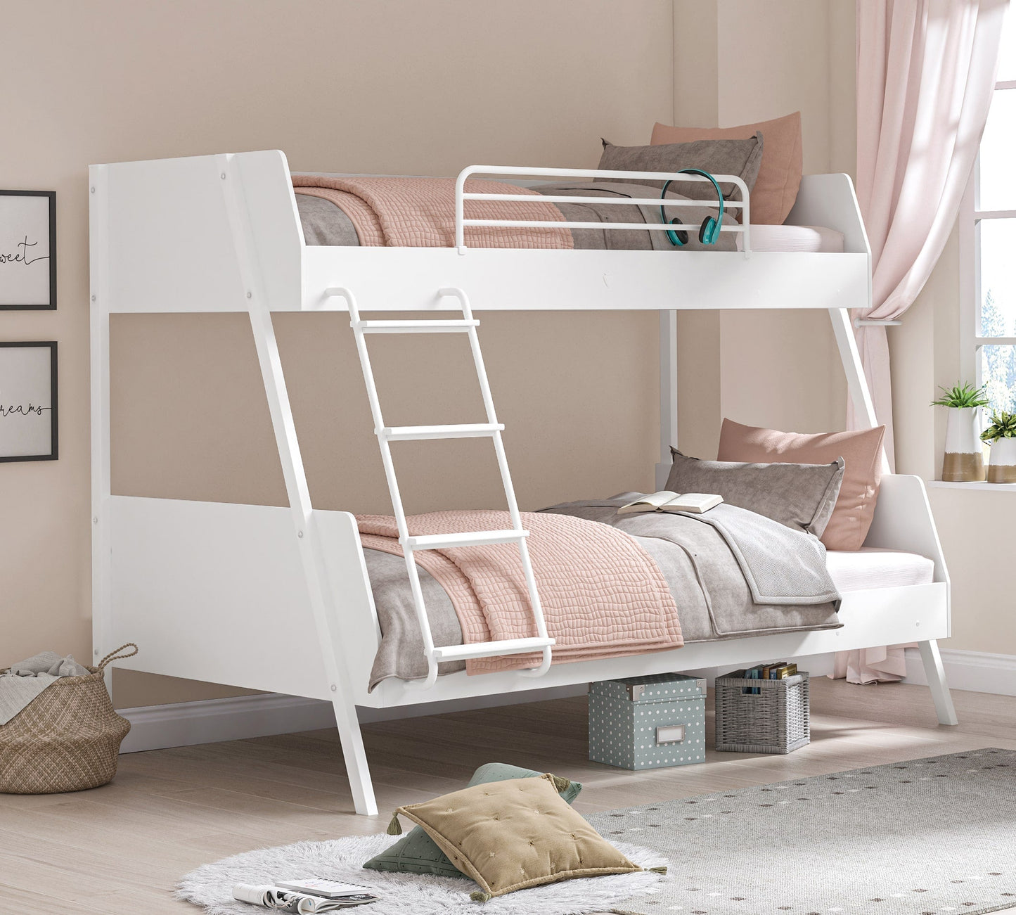 Großes weißes Etagenbett L (90x200-120x200 cm)