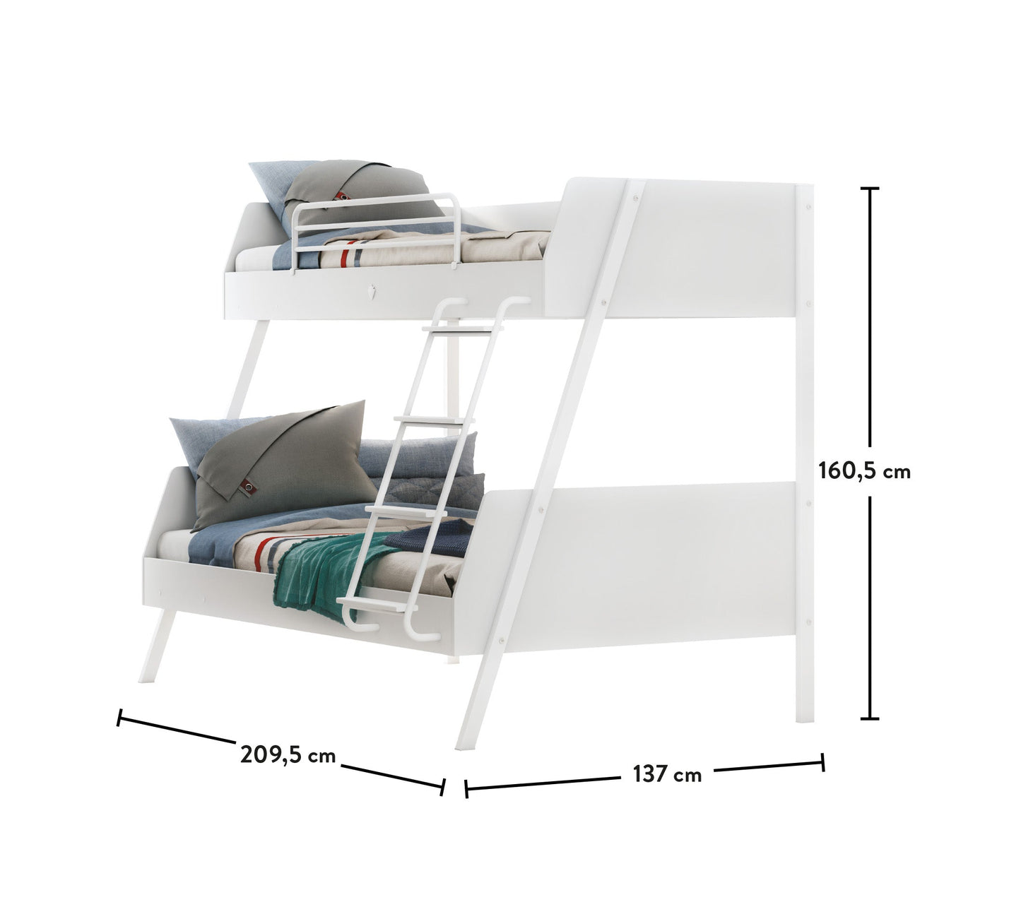 Großes weißes Etagenbett L (90x200-120x200 cm)