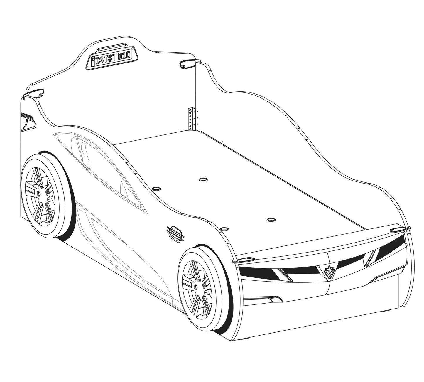 Coupé Autobettauto für Kinder (mit Freundbett) (rot) (90x190 - 90x180 cm)