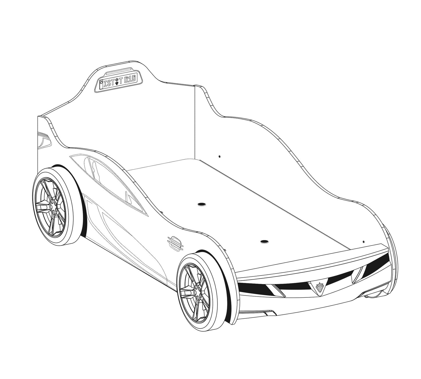 Coupe Auto letto macchina per bambini - (Bianco) (90x190 Cm)