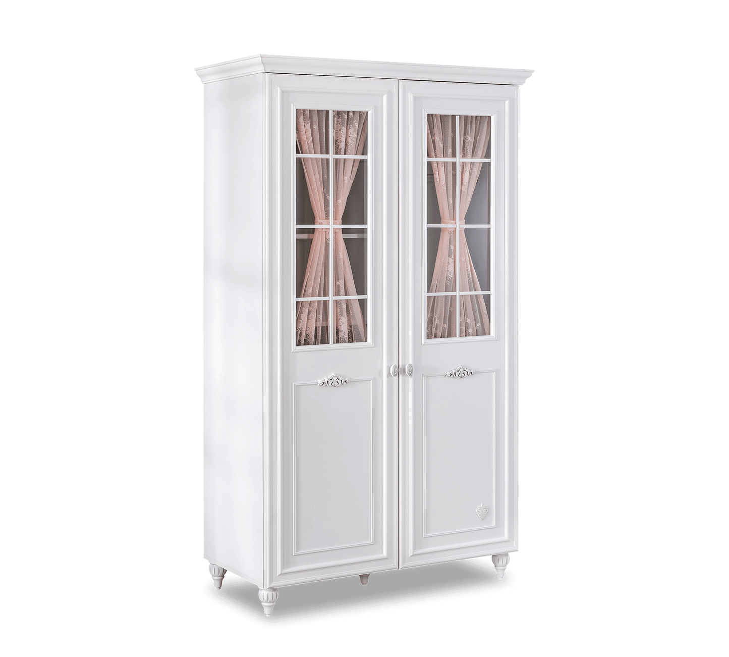 Romantischer 2-türiger Kleiderschrank mit Fenster
