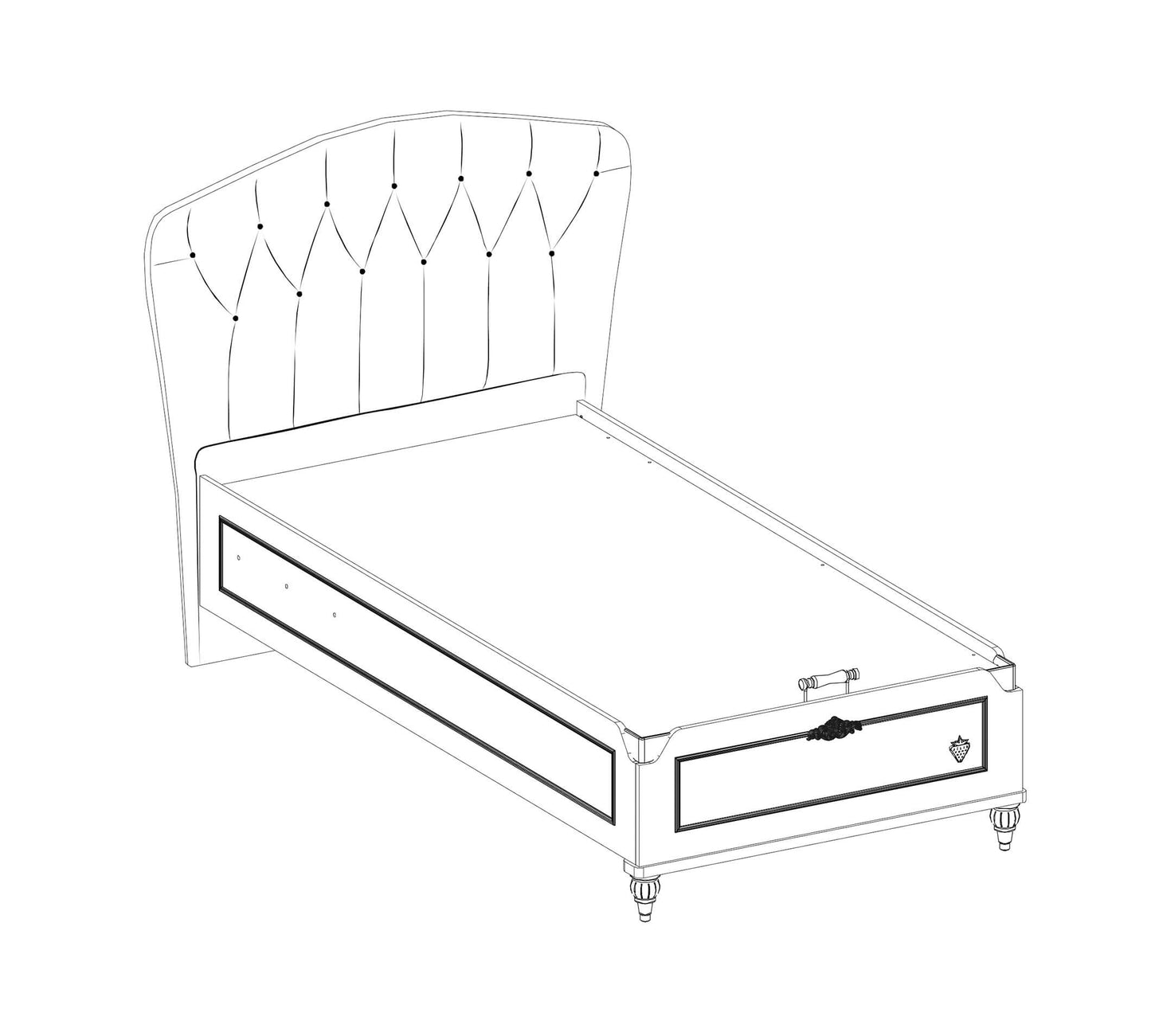 Letto Romantic Testata In Tessuto Con Rete (100x200 Cm)
