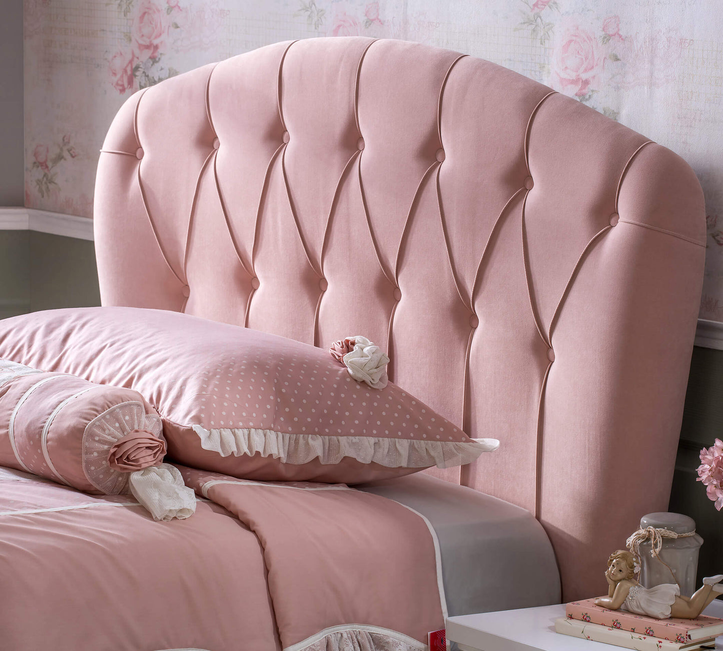 Letto Romantic Testata In Tessuto Con Rete (100x200 Cm)