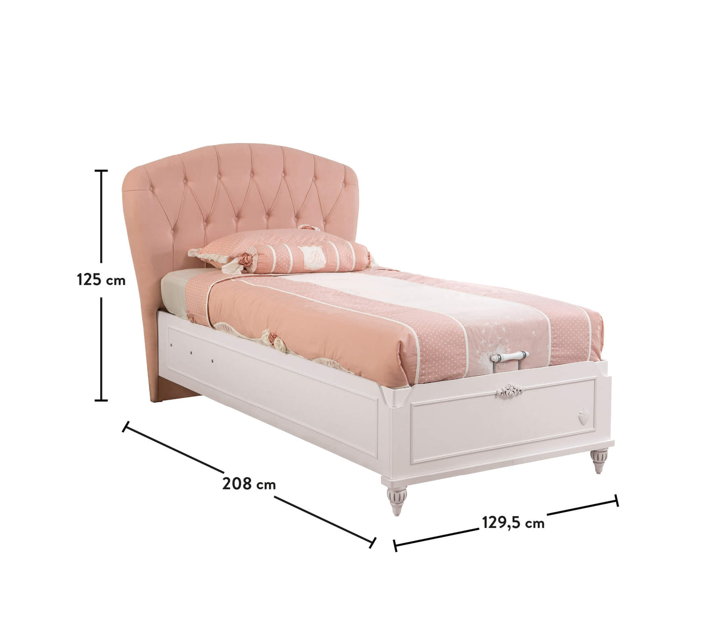 Letto Romantic Testata In Tessuto Con Rete (100x200 Cm)