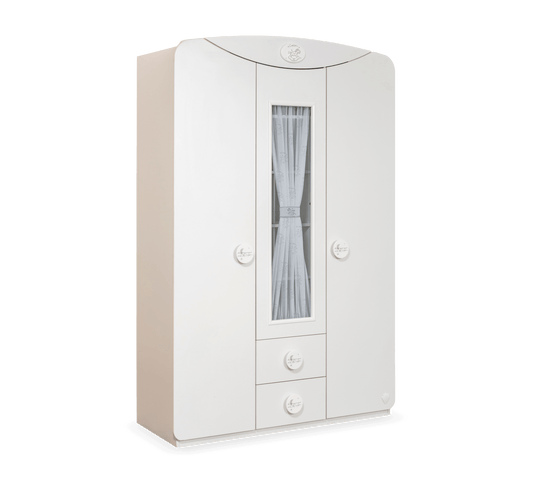 3-türiger Baby-Baumwoll-Kleiderschrank mit Fenster