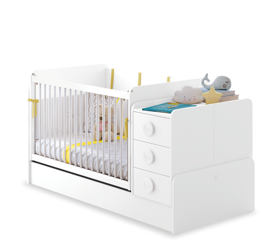 Umwandelbares Kinderbett aus Baby-Baumwolle (70 x 115–70 x 160 cm)