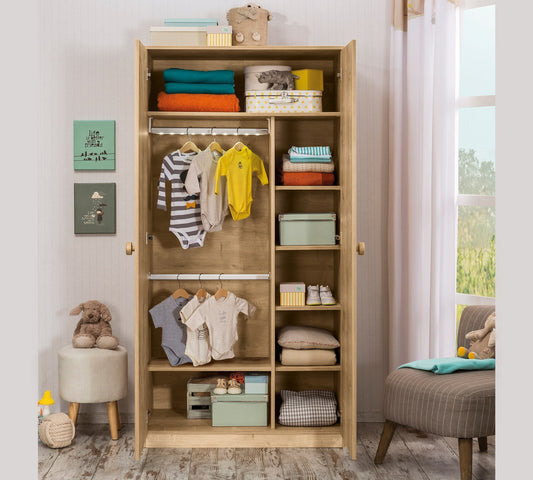 Kleiderschrank mit 2 Türen in Mokka