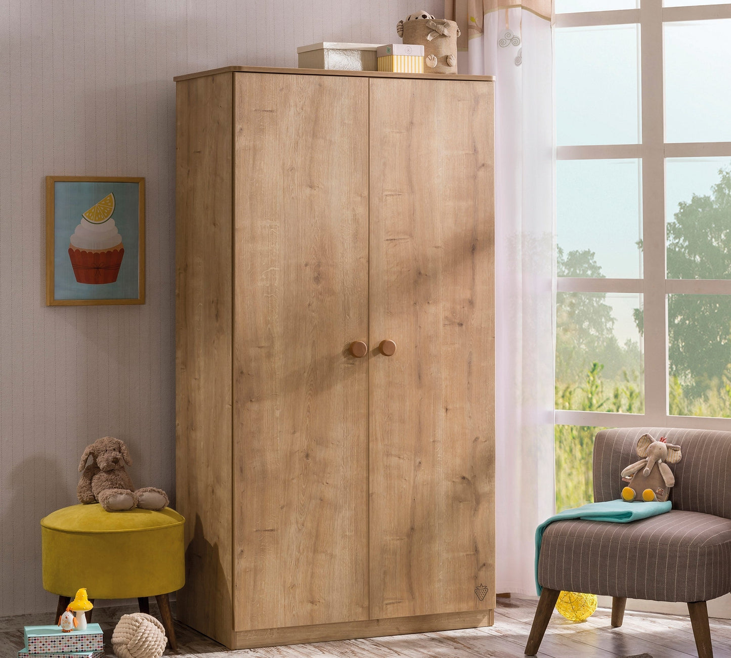 Kleiderschrank mit 2 Türen in Mokka