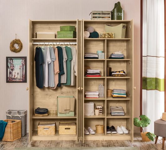 Kleiderschrank mit 4 Türen in Mokka