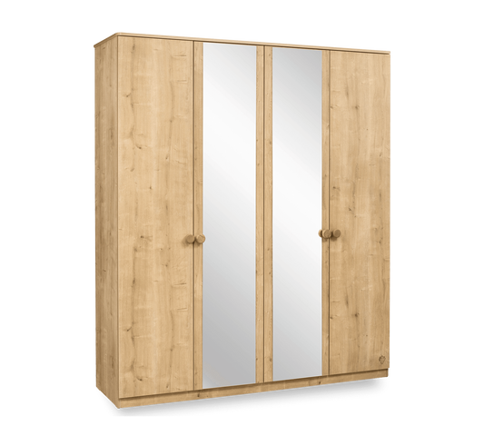 Kleiderschrank mit 4 Türen in Mokka