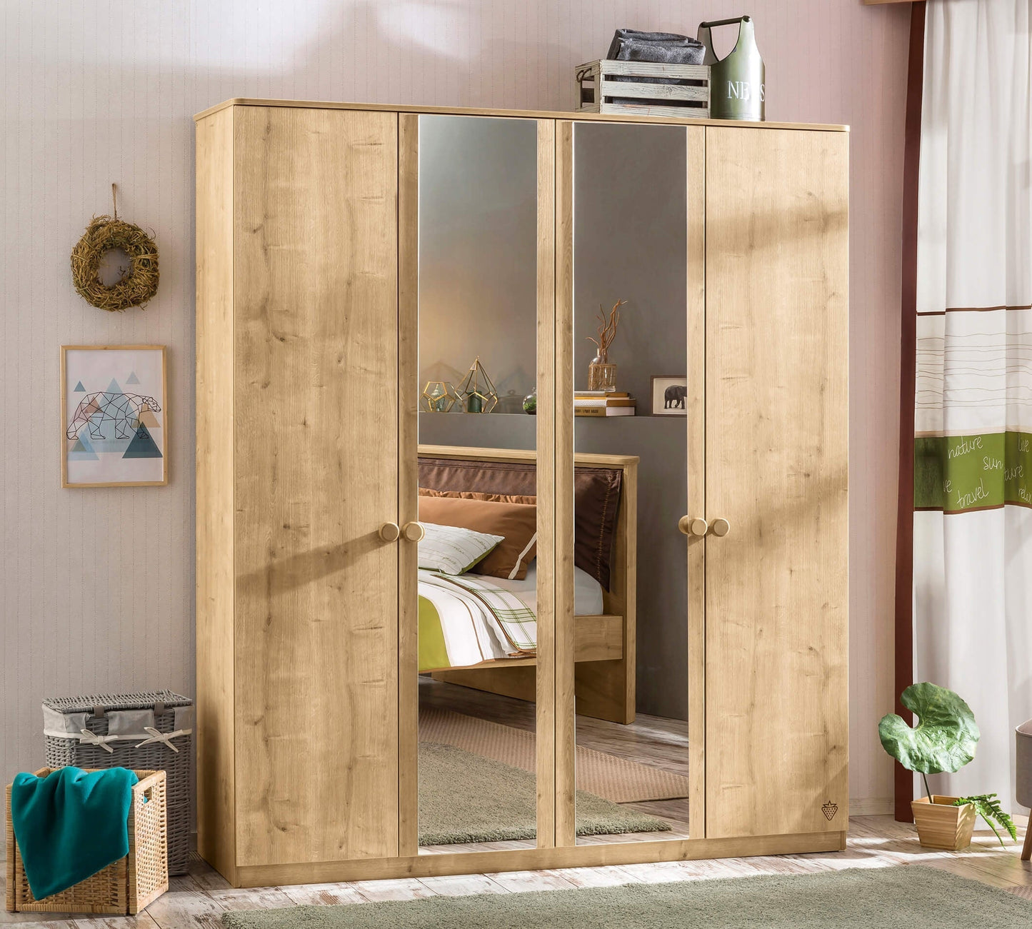 Armoire 4 portes moka