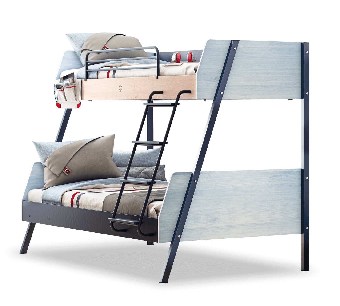 Grand lit superposé trio (90x200-120x200 cm)