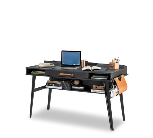 Schreibtisch aus dunklem Metall