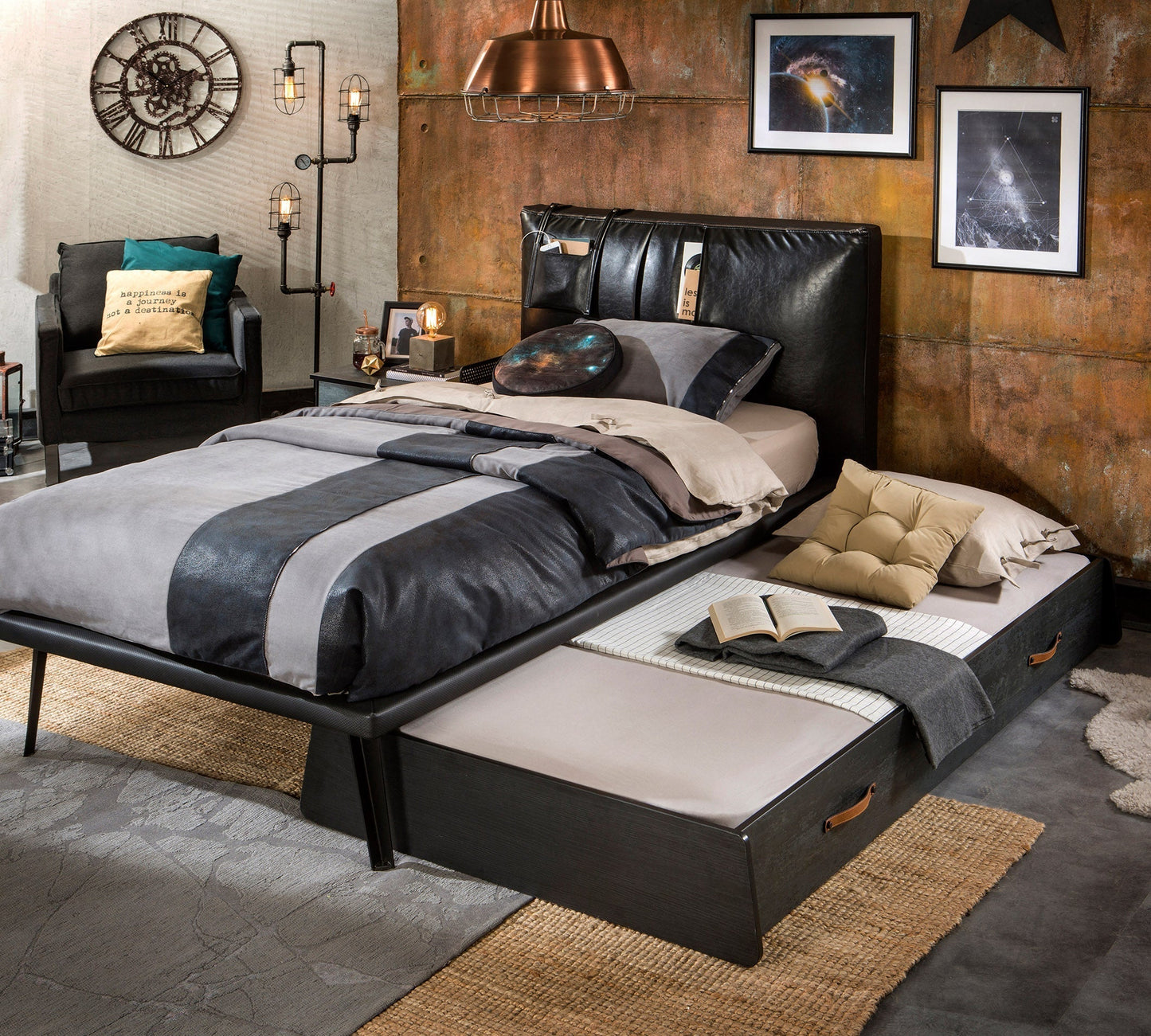 Letto Estraibile in Dark Metal (90x190 Cm)