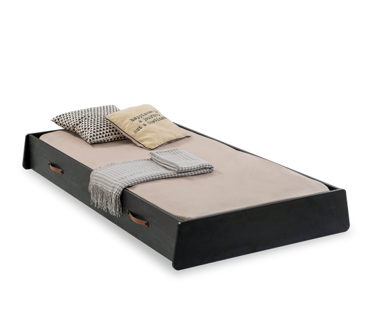 Ausziehbett aus dunklem Metall (90 x 190 cm)