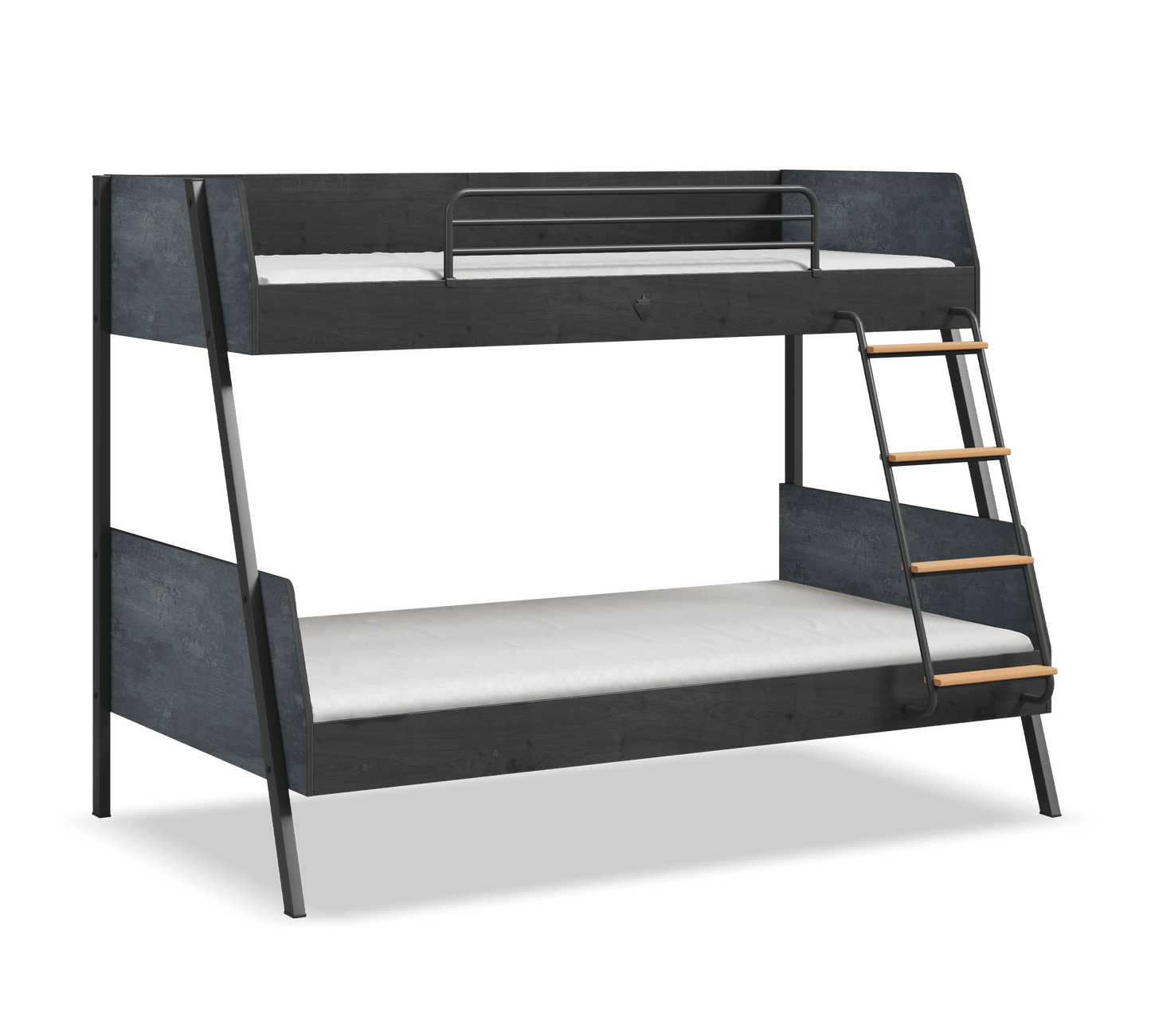 Großes Etagenbett aus dunklem Metall (90 x 200–120 x 200 cm)