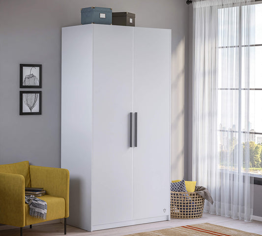 Weißer 2-türiger Kleiderschrank