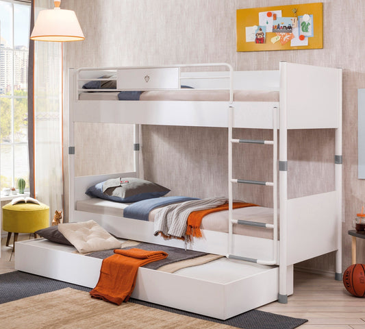 Weißes Ausziehbett (90 x 190 cm)