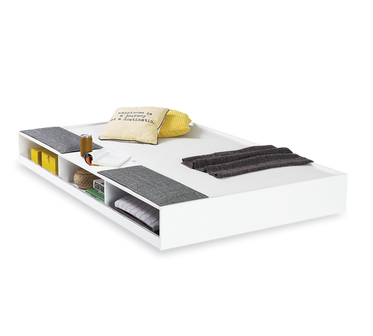 Weißes Ausziehbett mit Trennwänden (90 x 190 cm)