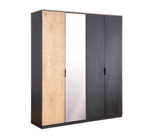 Schwarzer Kleiderschrank mit 4 Türen