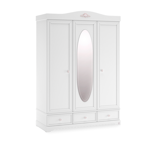 Rustikaler weißer Kleiderschrank mit 3 Türen