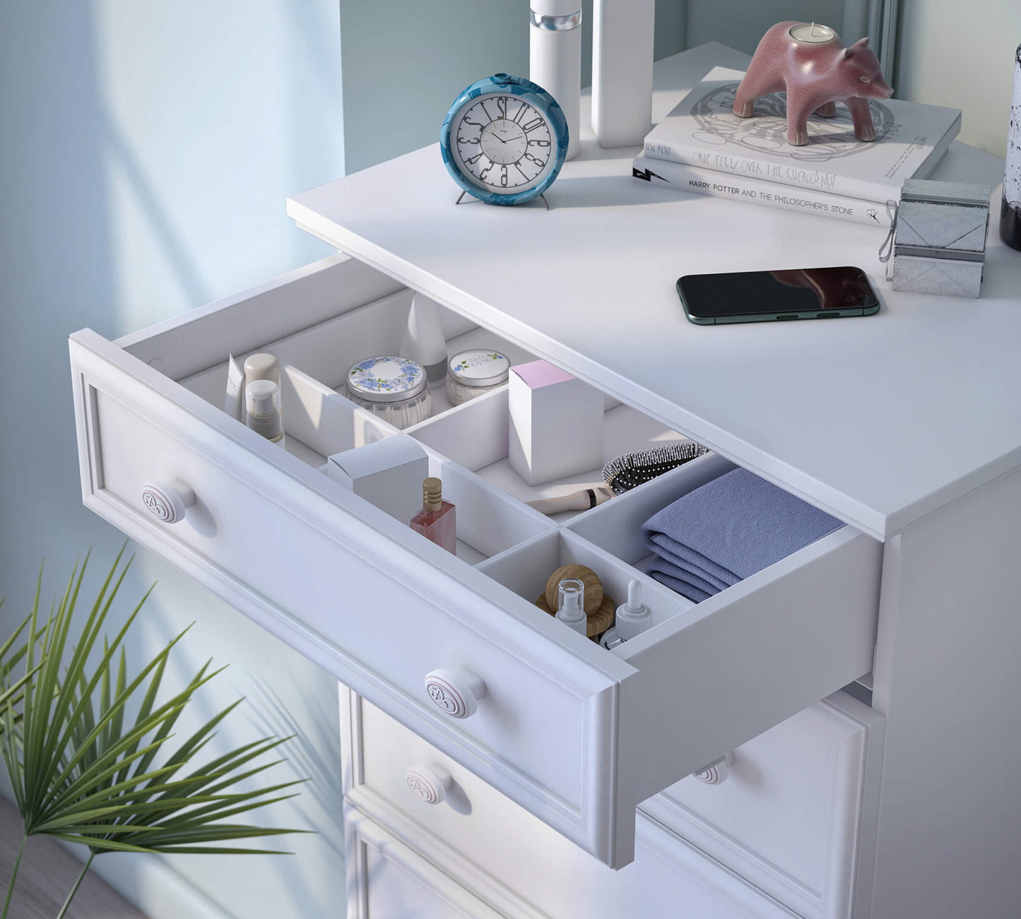 Comò alto bianco rustico