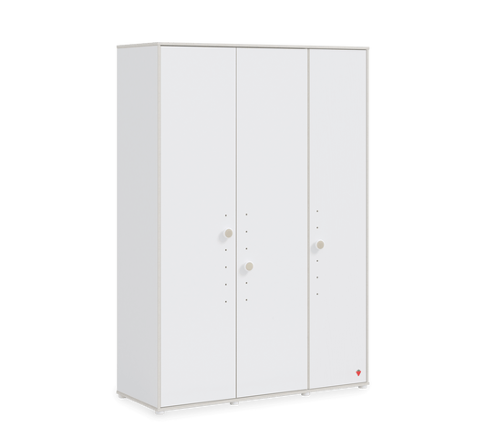 Montes weißer 3-türiger Kleiderschrank