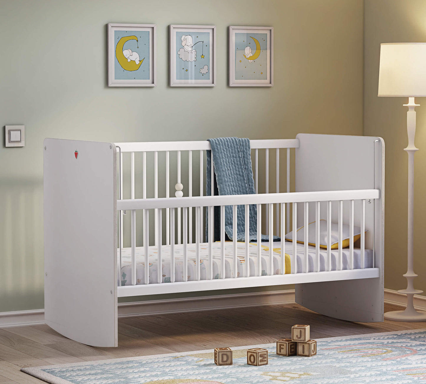 Montes White Lift Kinderbett für Babys (70x140 cm)