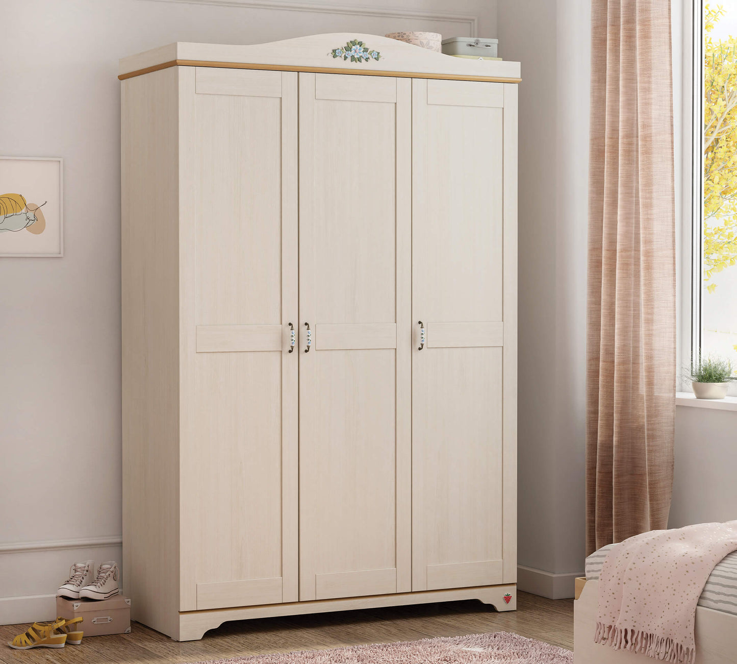 Flora (Neu) 3-türiger Kleiderschrank