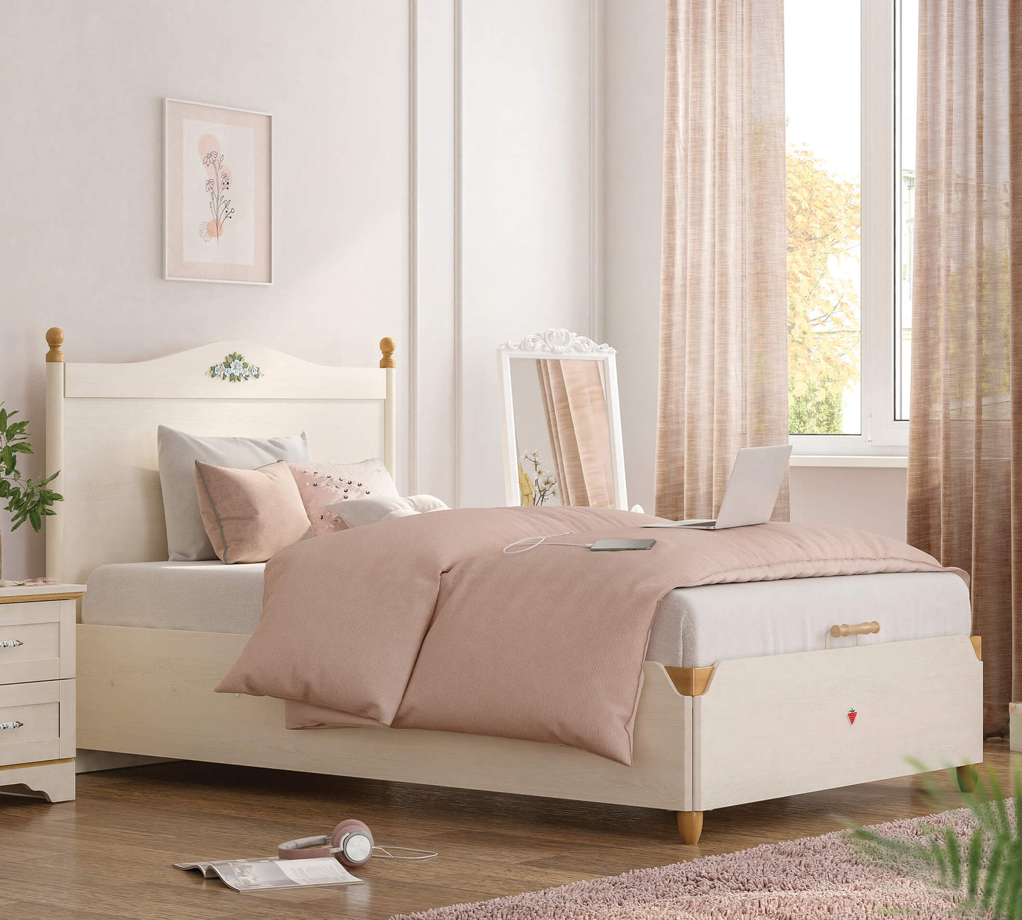 Flora (Nuovo) Letto Con Rete (120x200 Cm)
