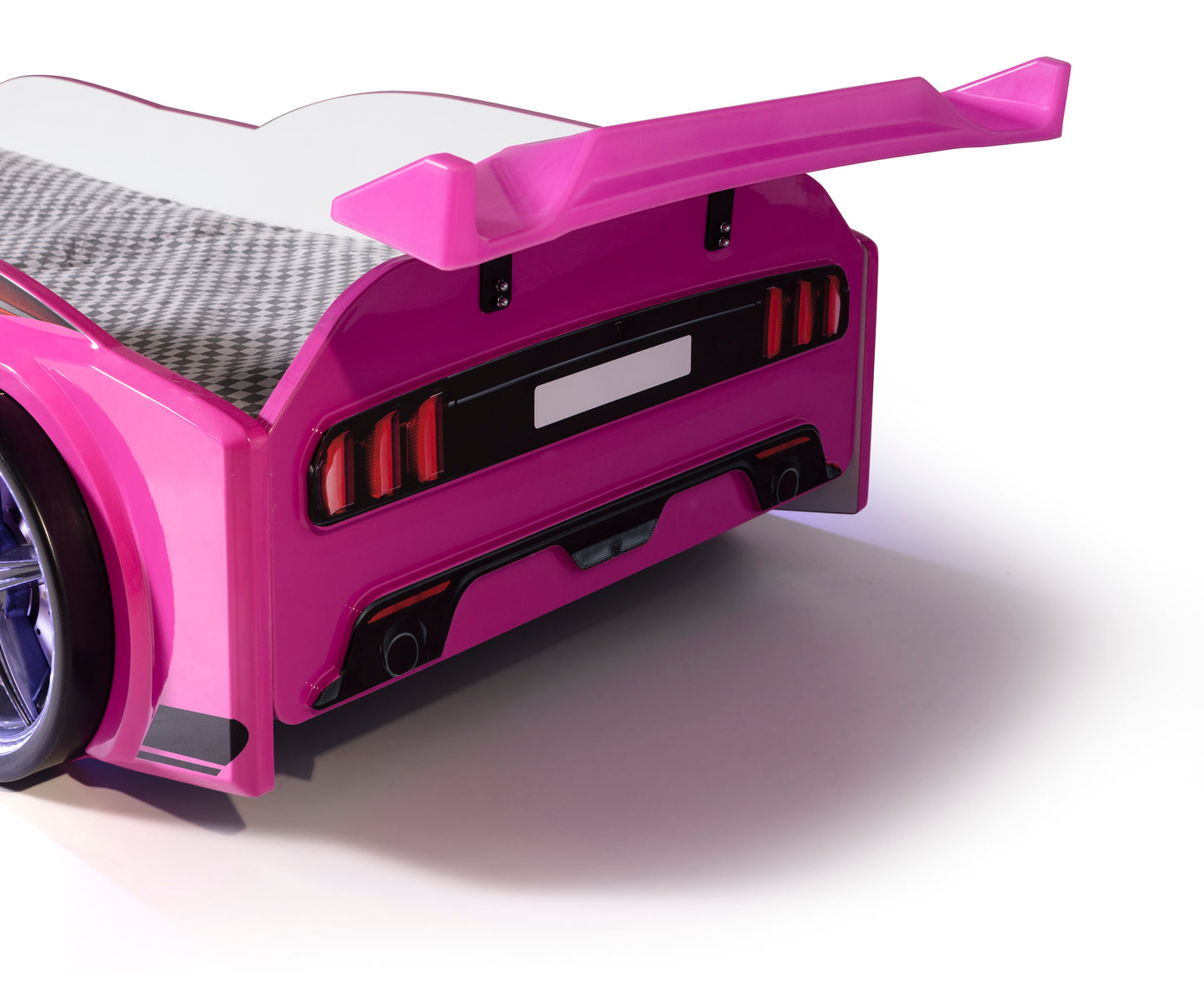 Letto singolo contenitore a forma di auto sportiva colore rosa GT18, materasso incluso.