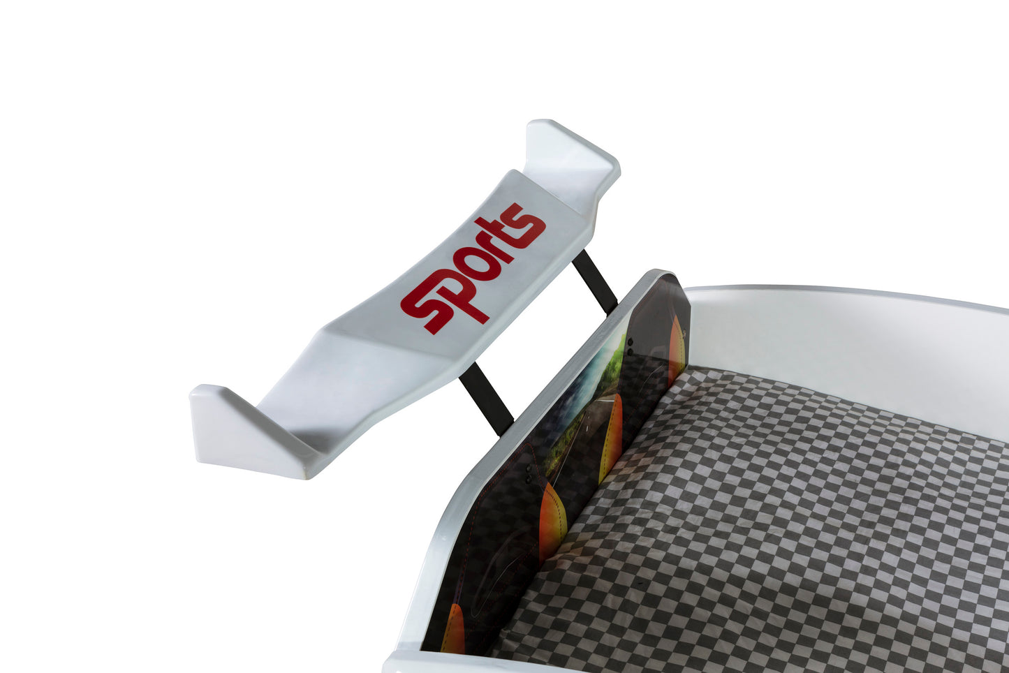 Letto singolo contenitore a forma di auto sportiva colore bianco SPX, materasso incluso.