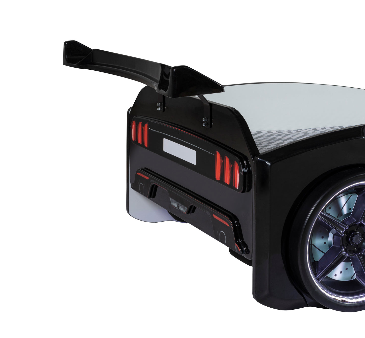 Letto singolo contenitore a forma di auto sportiva colore nero SPX, materasso incluso.