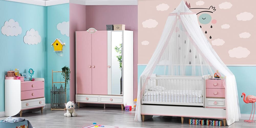 Cameretta completa da neonato con lettino crescita mod. "Oyku"
