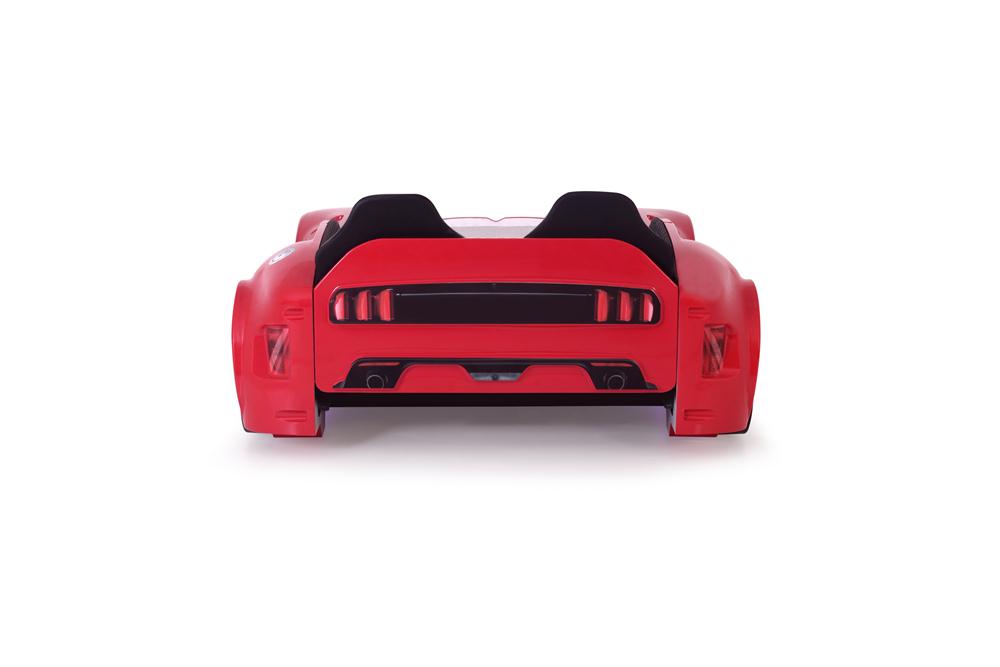 Letto singolo contenitore a forma di auto sportiva colore rosso SPX XTREME con controller e musica, materasso incluso.