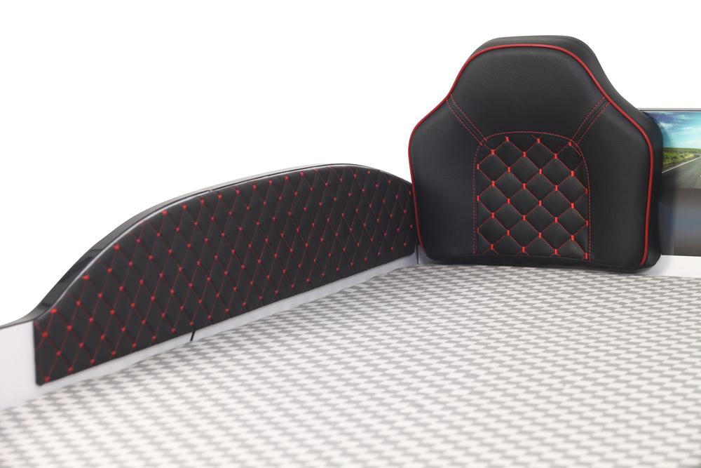 Letto singolo contenitore a forma di auto sportiva colore nero SPX XTREME con controller e musica, materasso incluso.