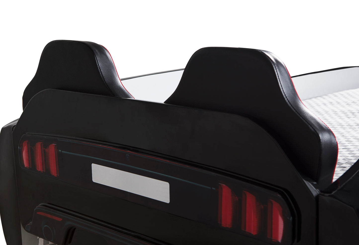 Letto singolo contenitore a forma di auto sportiva colore nero MAXI con comandi e musica, materasso incluso.