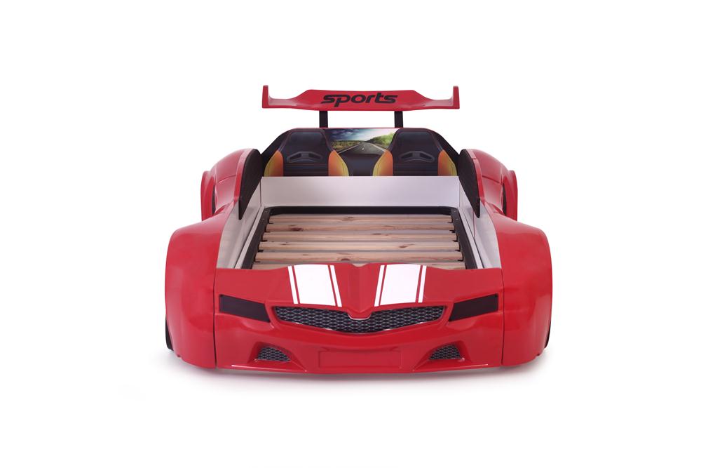 Letto singolo contenitore a forma di auto sportiva colore rosso SPX XTREME con controller e musica, materasso incluso.